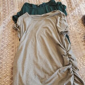 Women's Short Sleeve Tee - Gray & Dark Green